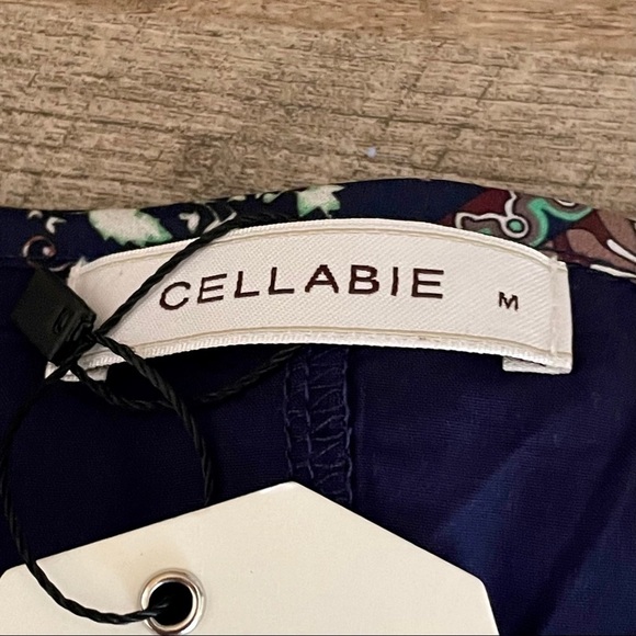 Cellabie Floral Boho Artsy Navy Linen Layered Lagenlook Shift Dress NWT Size M - Picture 11 of 15